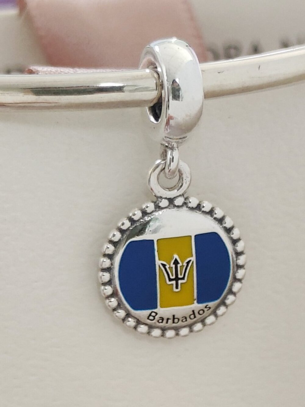 Pandora Barbados Flag Dangle Charms Bracelet Pendant S925 Silver with box